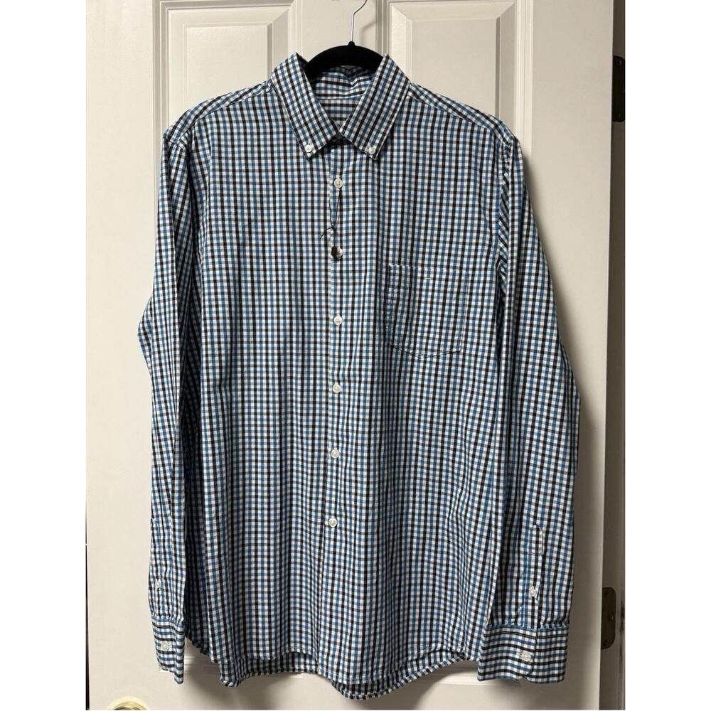 Adolfo Dominguez Mens Plaid Band Collar Long Sleeve Dress Shirt New w/o tag